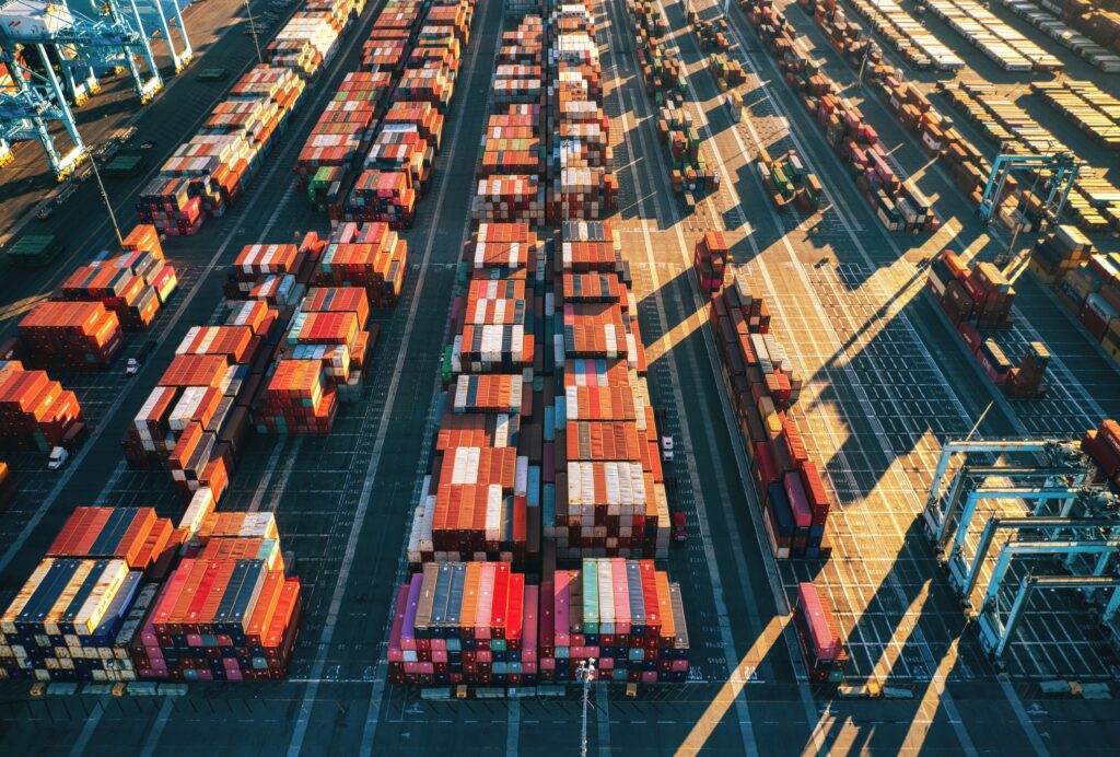Supply Chain picture of shipping containers at Los Angeles Port